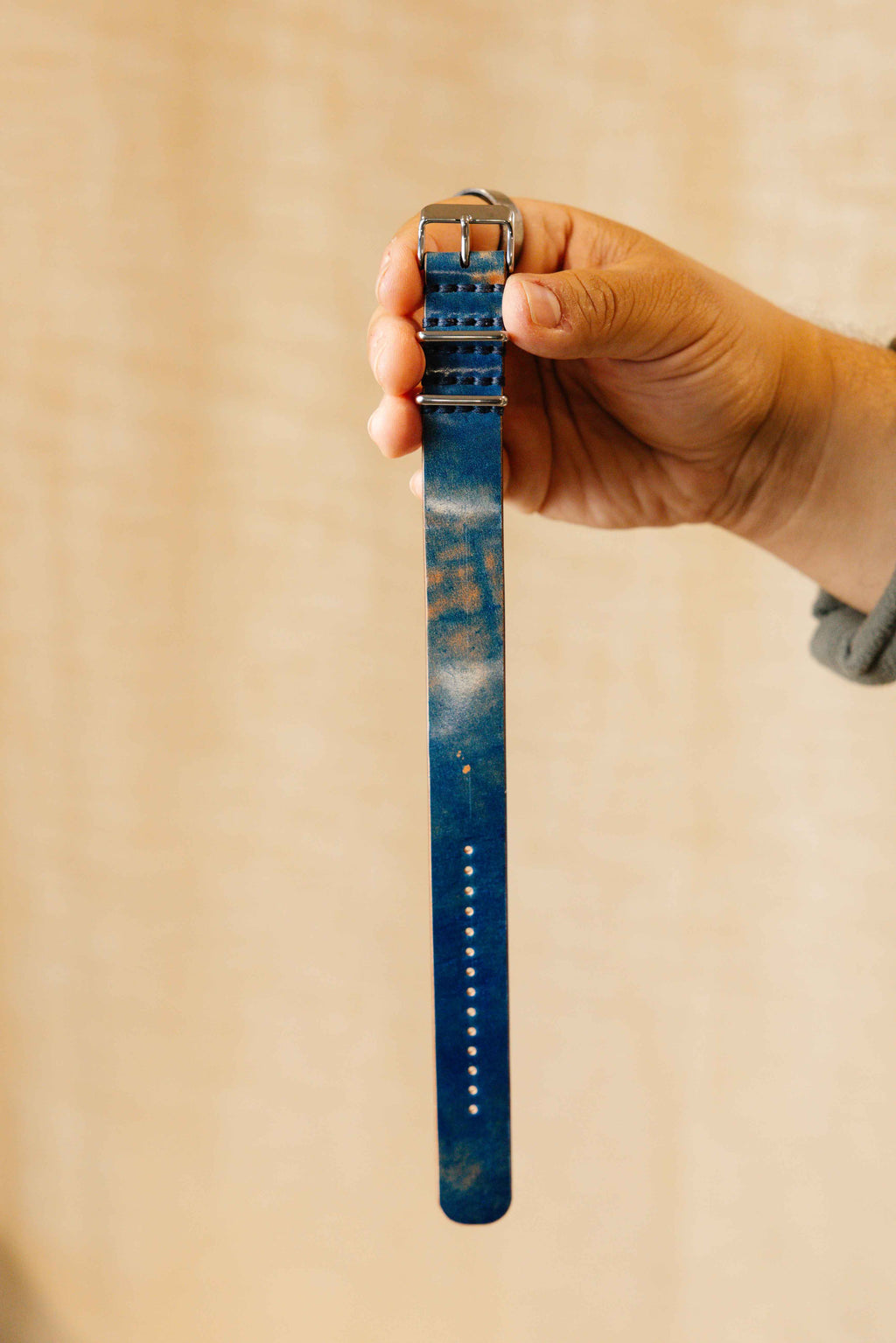 22mm Single Pass Watch Strap - Marbled Navy ROCAO Shell Cordovan