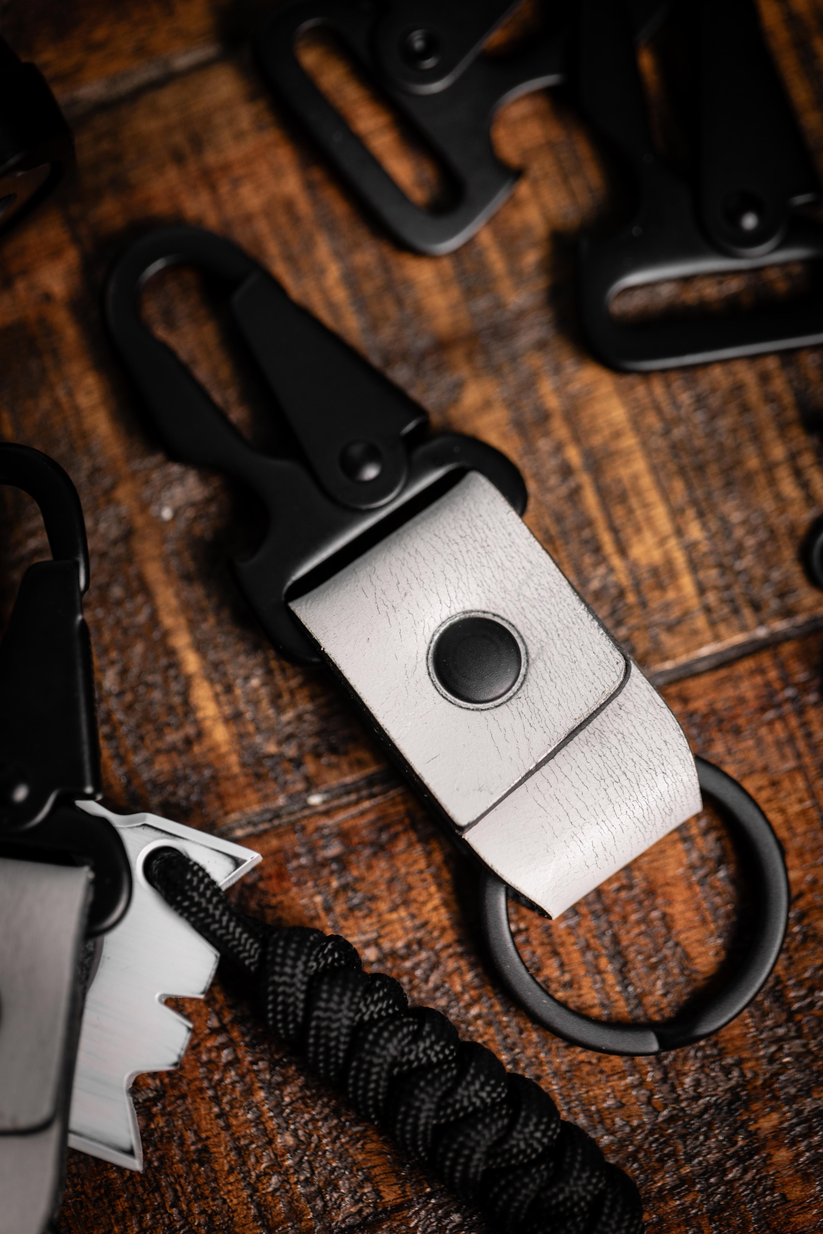 EDC Bottle Opener Lever Snap Keychain - White Ghost Finish
