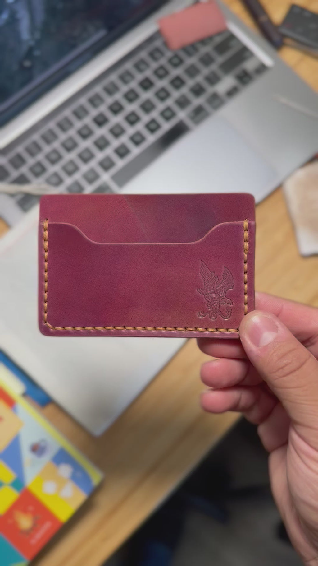The Mojave Card Minimal - Horween Shell Cordovan Marbled Ultraviolet