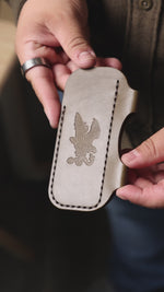 Load and play video in Gallery viewer, Pill Shape XL Slip + Pen Loop Olive Large Eagle
