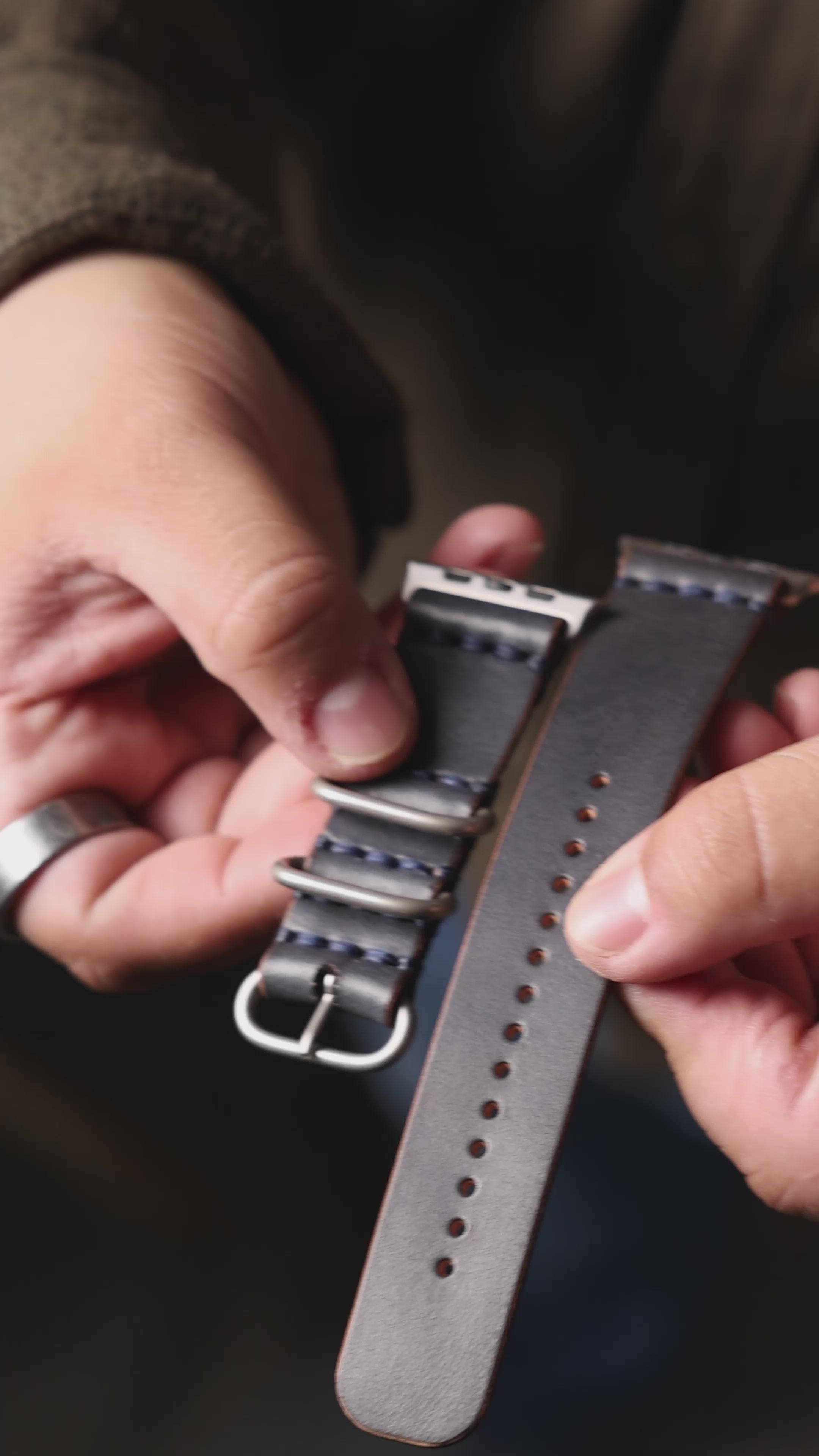 Apple Watch Ultra Leather Band One Off Navy